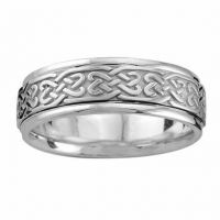 Celtic Heart Knot Wedding Band in White Gold