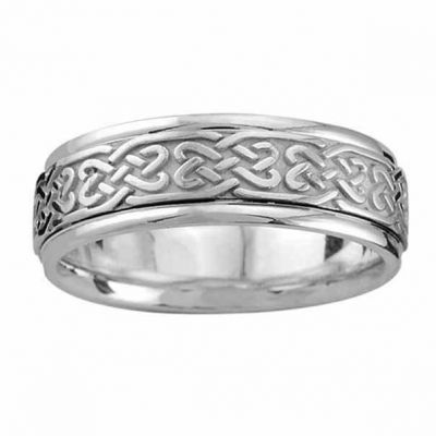 Celtic Heart Knot Wedding Band in White Gold -  - NDLS-326W