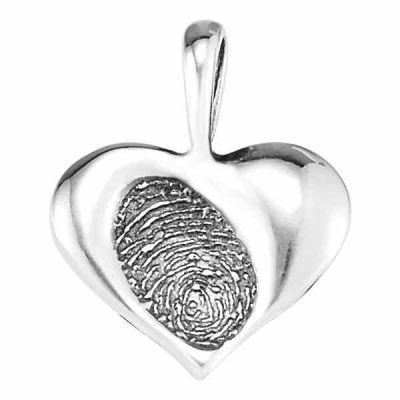 Silver Heart Print Pendant -  - STLPD-85835SS