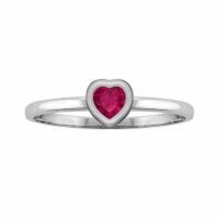 Heart-Shaped Ruby Solitaire Bezel Ring in White Gold