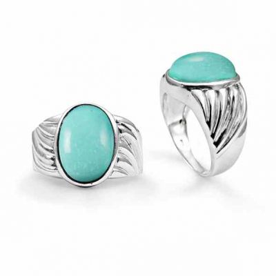 Silver Oval Turquoise Twist Ring -  - NRB-6704-STQ-R