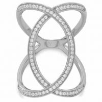 Silver Overlap CZ Ring