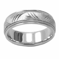 Peace Branches Wedding Band Ring in White Gold