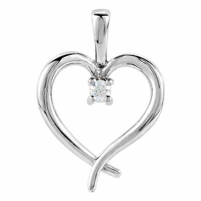 Single Diamond Heart Necklace in White Gold -  - STLPD-80030W