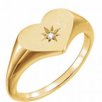 Single Diamond Heart Ring, 14K Yellow Gold