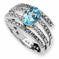 Sky Blue Topaz and Diamond Wrap Ring in Sterling Silver