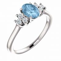 Sky Blue Topaz Trinity Diamond Ring