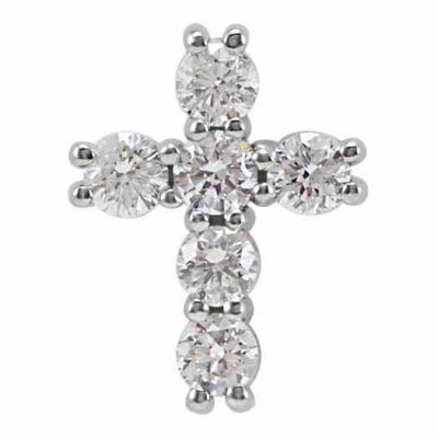 Petite 1/3 Carat Diamond Cross Pendant -  - STLCR-R42309-33