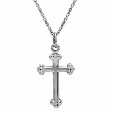 Small 14K White Gold Cross Necklace for Women -  - STLCR-R16287W