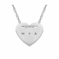 Small Silver Personalized Initial Heart Necklace