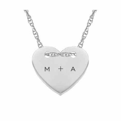 Small Custom Initial Heart Necklace, 14K White Gold -  - MNDL-G157-W