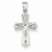 Small Diamond Crucifix Necklace, 14K White Gold