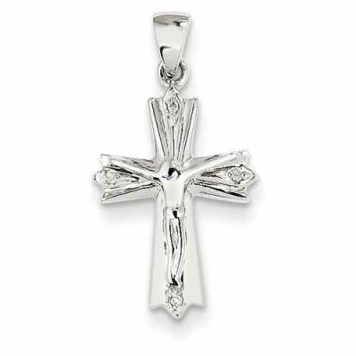 Small Diamond Crucifix Necklace, 14K White Gold -  - QGCR-XP2442A