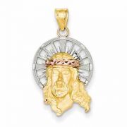 Small Jesus Pendant, 14K Tri-Color Gold