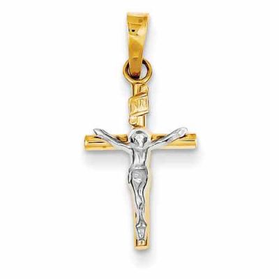 Small Latin Crucifix Pendant, 14K Two-Tone Gold -  - QGCR-XR317