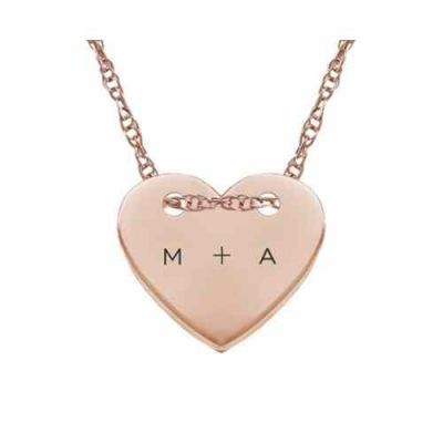 Small Personalized Rose Gold Initial Heart Necklace -  - MNDL-G157-R