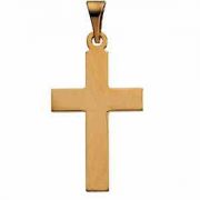 Polished Plain Cross Pendant in 14K Yellow Gold