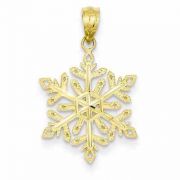 Snowflake Diamond-Cut Pendant, 14K Gold