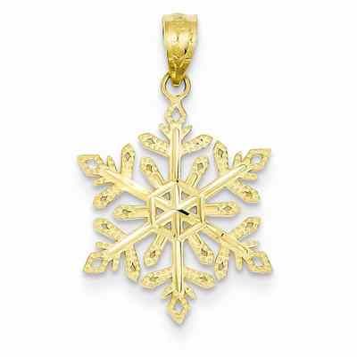 Snowflake Diamond-Cut Pendant, 14K Gold -  - QGPD-YC494