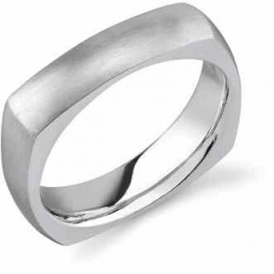Square Silver Wedding Band Ring -  - WEDSR-3SS