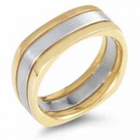 Square Wedding Band Ring, 14K Two-Tone Gold