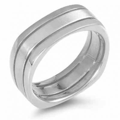 Square Wedding Band Ring, 14K White Gold -  - WEDSR-9W
