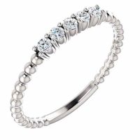 Stackable Diamond Bead Band in Silver