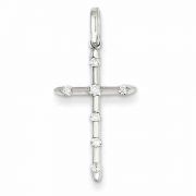 Staggered Diamond Cross Necklace, 14K White Gold