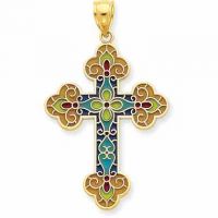 Stained Glass Cross in 14K Yellow Gold