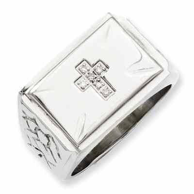 Stainless Steel Diamond Cross Ring -  - QGRG-SR211