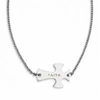 Stainless Steel Faith Sideways Cross Pendant