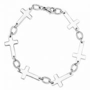 Stainless Steel Polished Sideways Cross Bracelet