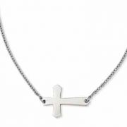 Stainless Steel Polished Sideways Cross w/21 inch chain