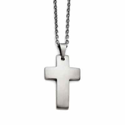 Stainless Steel Satin Matte Finished Cross Pendant -  - QGPD-SRN1366