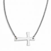 Stainless Steel Sideways Cross Necklace w/19 inch chain.