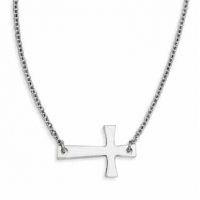 Stainless Steel Sideways Cross Necklace w/19 inch chain.