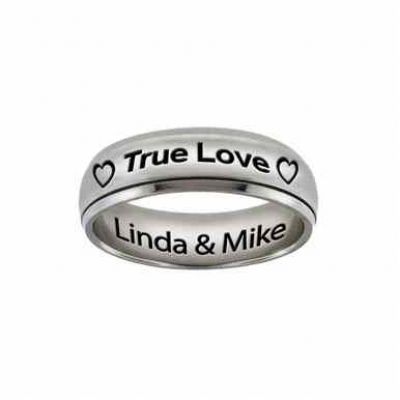 Stainless Steel  True Love  Spinner Ring with Personalized Engraving -  - JARG-R50373-ST