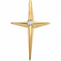 Star of Bethlehem Diamond Cross Pendant, 14K Gold