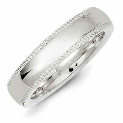 Sterling Silver 5mm Milgrain Wedding Band -  - QGRG-QCFM050