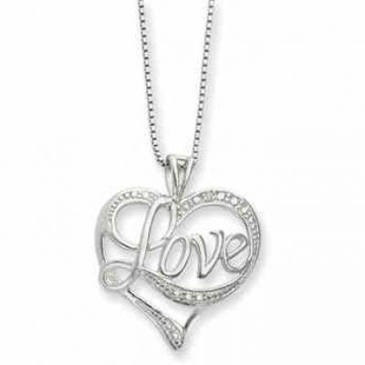 Sterling Silver and Diamond "Love" Pendant -  - QG2672-16