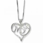 Sterling Silver and Diamond "Mom" Necklace