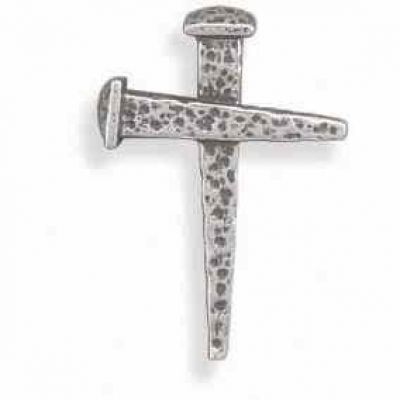 Sterling Silver Antiqued Cross of Nails Pendant -  - MMA-73815