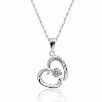 Sterling Silver Apple Pendant with CZ Accent