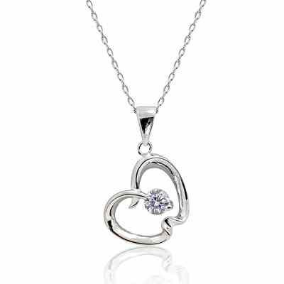 Sterling Silver Apple Pendant with CZ Accent -  - PRJ-PRPS0169