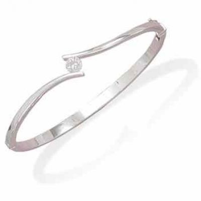Sterling Silver Bangle with CZ accent Bracelet -  - MMA-22736