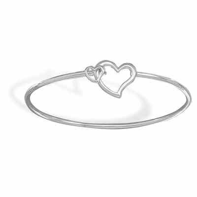 Sterling Silver Bangle with Heart Bracelet -  - MMABR-22680