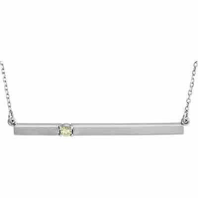 Sterling Silver Birthstone Bar Necklace -  - STLPD-86092-1SS