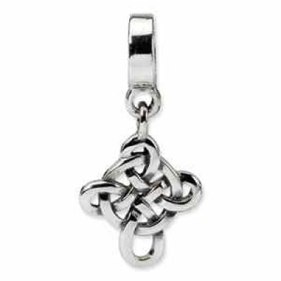 Sterling Silver Celtic Weave Cross Dangle Bead -  - QG-QRS1379