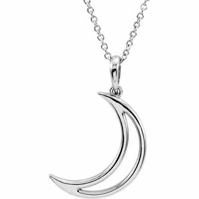 14K White Gold Crescent Moon Necklace -  - STLPD-85880W