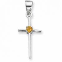 Sterling Silver Cross with Citrine Accent
